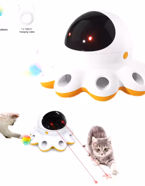 2 in 1 Laser for Cats Pet Smart Touch Electric Auto Interactive Cat Toy Pet 8 Holes Mice Whack A Mole Rechargeable Cat Game Toys