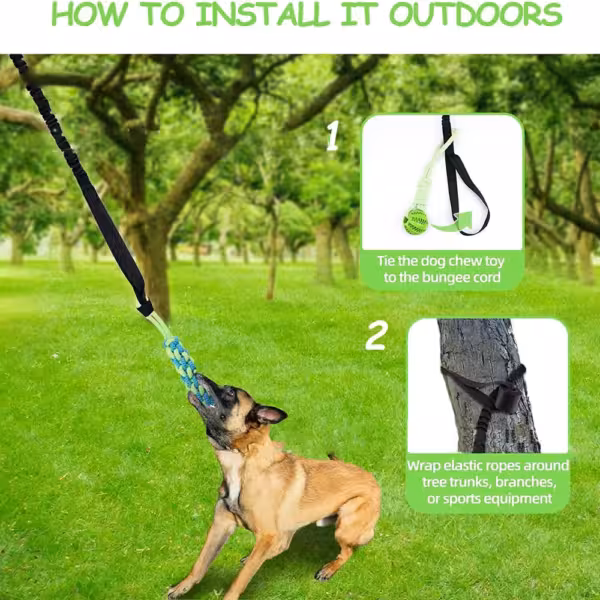 Interactive Dog Toy Tug of War Spring Rope Dogs Outdoor and Indoor Hanging Pull Rope Ball Puppy Molar Teeth Cleaning Chew Toys - Image 2